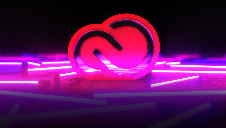 Adobe CC Logo surrounded by pink neon light